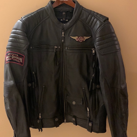 Harley-Davidson Other - Harley Davidson Men's Rocker Black Leather Jacket Hoodie riding gear 97037-15VM